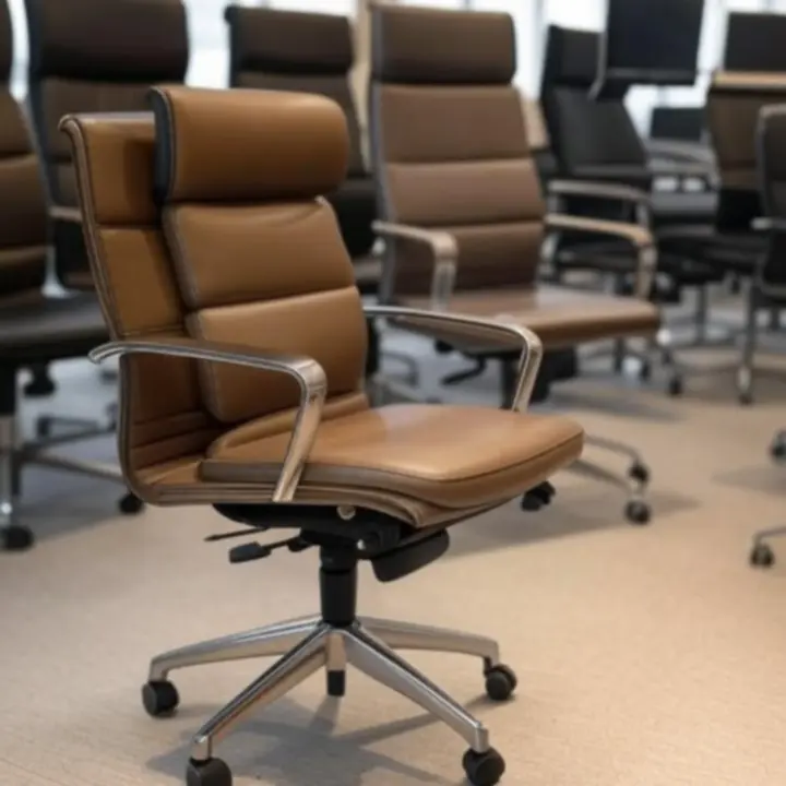 Ergonomikus irodai székek különböző stílusokban, modern munkatérben.