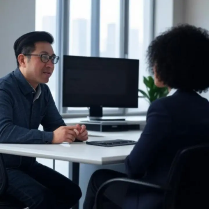 Személyre szabott tanácsadás modern íróasztalnál